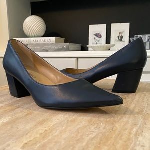 Blue Block Heels with Pointed Toe - Size 6.5 - NWOT